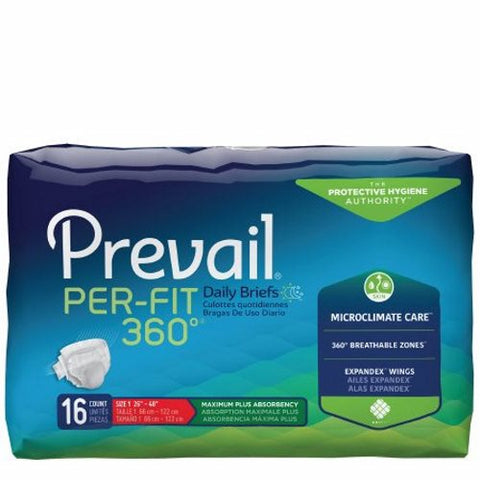 First Quality, Unisex Adult Incontinence Brief Prevail  Per-Fit 360Â° Tab Closure Medium Disposable Heavy Absorbency, Case Of 6 First Quality