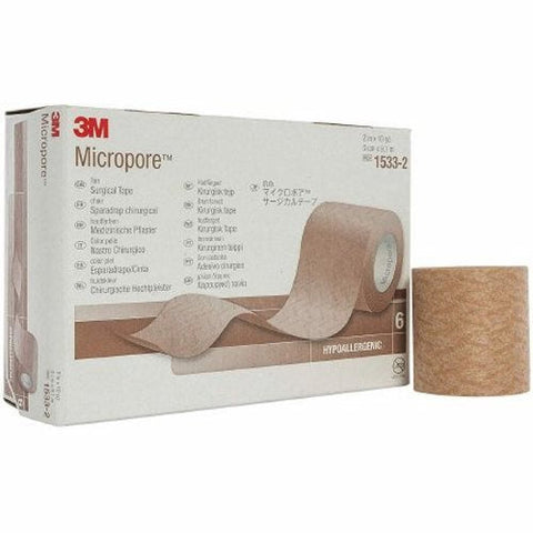 3M, Medical Tape Micropore Tan 2 Inch X 10 Yard Paper NonSterile, Box Of 6 3M