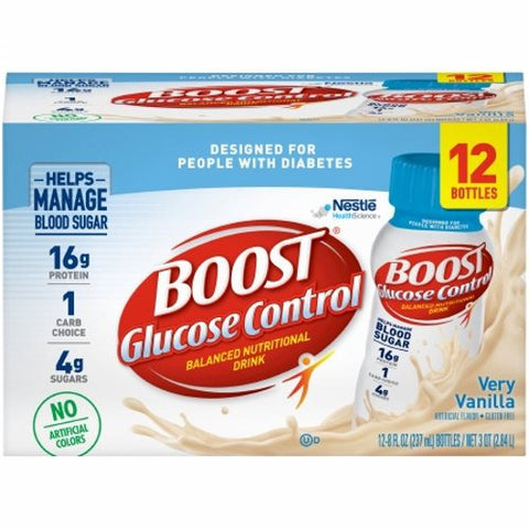 Nestle Healthcare Nutrition, Oral Supplement Boost  Glucose Control  Very Vanilla Flavor 8 oz. Container Bottle Ready to Use, Case Of 4 Nestle Healthcare Nutrition
