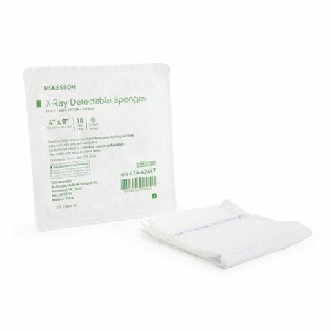 McKesson, X-Ray Detectable Gauze Sponge 16-Ply 4 X 8 Inch, Count of 10 McKesson