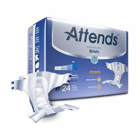Attends, Unisex Adult Incontinence Brief Attends  Advanced Tab Closure Medium Disposable Heavy Absorbency, Count of 24 Attends