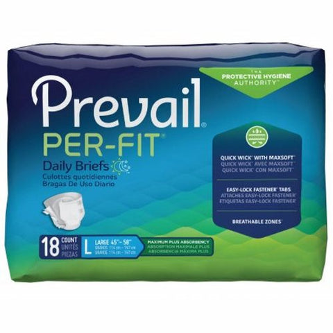 First Quality, Unisex Adult Incontinence Brief Per-Fit Maximum Plus Large Disposable Heavy Absorbency, Pack Of 18 First Quality