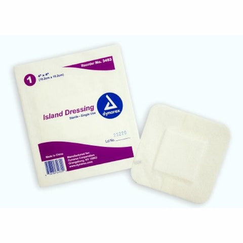 Dynarex, Adhesive Dressing Dynarex 4 X 4 Inch NonWoven / Cotton Square White Sterile, Box Of 25 Dynarex