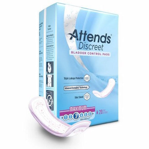Attends, Bladder Control Pad Discreet Maximum 13 Inch Length Heavy Absorbency, Count of 20 Attends