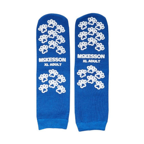Slipper Socks Unisex Adult X-Large Double Tread Single Patient Use Royal Blue 40-3816-001 1 Pair by McKesson