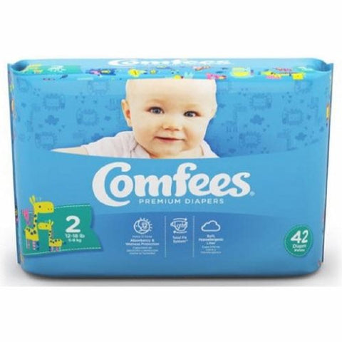 Attends, Unisex Baby Diaper Comfees  Tab Closure Size 2 Disposable Moderate Absorbency, Case Of 4 Attends