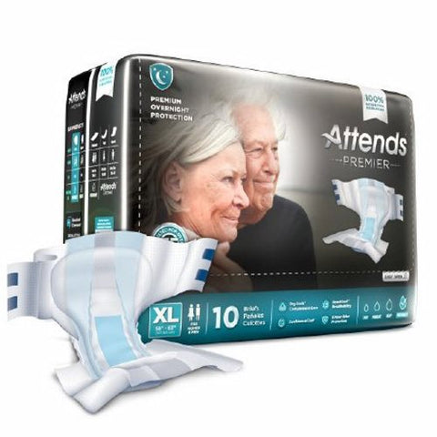 Attends, Premier Brief Unisex Adult Incontinence X-Large Disposable Heavy Absorbency, Count of 10 Attends