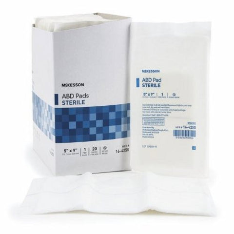 McKesson, Abdominal Pad 5 X 9 Inch Sterile 16-4250, Box Of 20 McKesson