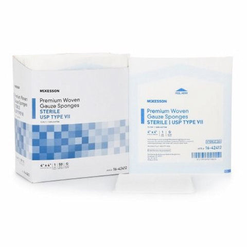 McKesson, Gauze Sponge 4 X 4 Inch 12-Ply Sterile 16-42442, Box Of 50 McKesson