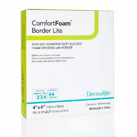 DermaRite, Thin Silicone Foam Dressing, Box Of 10 DermaRite