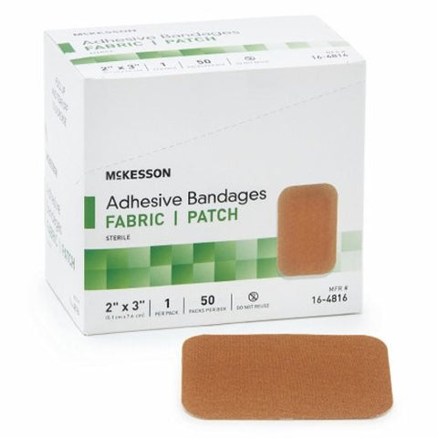 McKesson, Adhesive Strip 2 X 3 Inch Fabric Rectangle Tan Sterile 16-4816, Box Of 50 McKesson