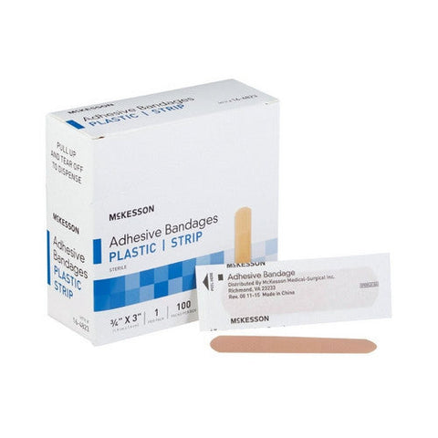 McKesson, Adhesive Strip 3/4 X 3 Inch Plastic Rectangle Tan Sterile 16-4823, Box Of 1 McKesson