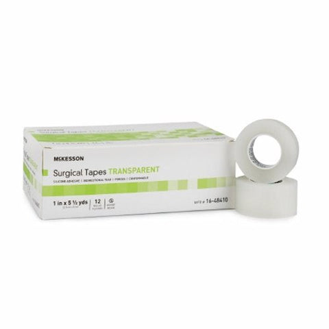 McKesson, Medical Tape Transparent 1 Inch X 5.5 Yard Plastic Silicone NonSterile 16-48410, Case of 120 McKesson