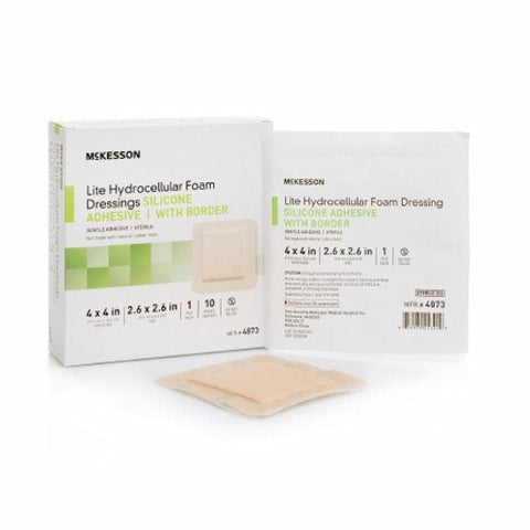 McKesson, Thin Silicone Foam Dressing 4X4 Inch Sterile, Box Of 10 McKesson