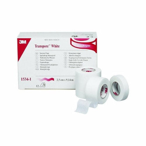 3M, Medical Tape Transpore White 1 Inch X 10 Yard Plastic NonSterile, Case Of 10 3M