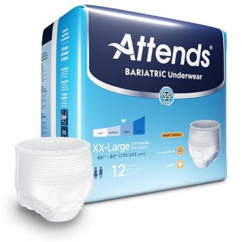 Attends, Unisex Adult Absorbent Underwear Pull On with Tear Away AU50, Count of 12 Attends
