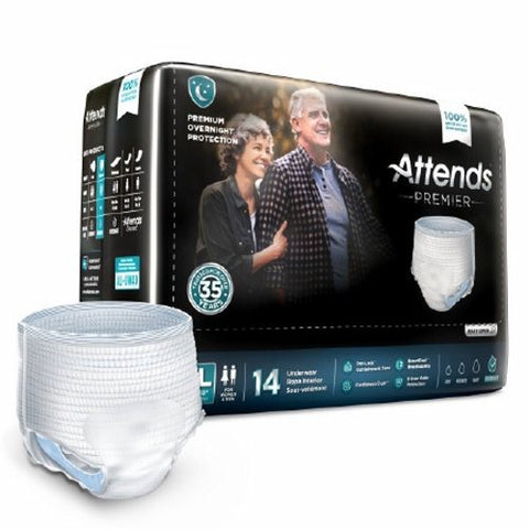 Attends, Premier Pull On Unisex Adult Absorbent Underwear With Tear Away Seams X-Large Disposable Heavy Absorbency, Case Of 4 Attends