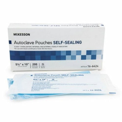 McKesson, Sterilization Pouch Ethylene Oxide Gas / Steam 5-1/4 X 10 Inch Transparent 16-6424, Case Of 10 McKesson