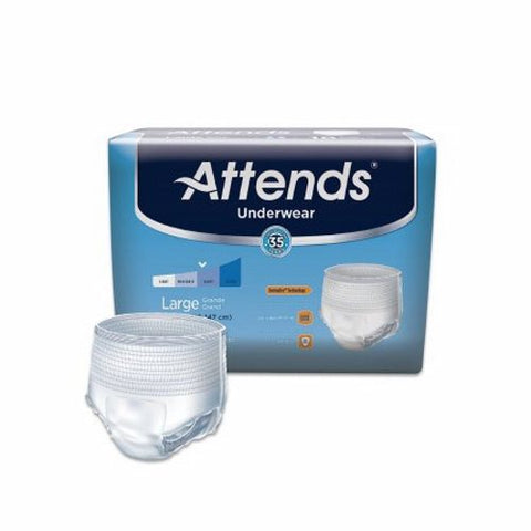 Attends, Unisex Adult Absorbent Underwear Attends  Pull On with Tear Away Seams Large Disposable Moderate Abs, Case Of 4 Attends