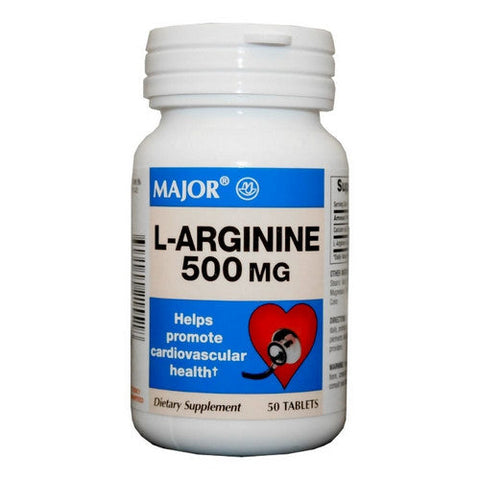 Major Pharmaceuticals, L-Arginine Dietary Supplement, 500 Mg, 50 Tabs Major Pharmaceuticals