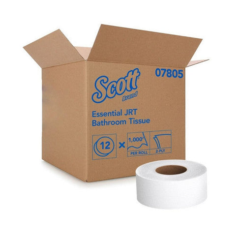 Kimberly Clark, Toilet Tissue Scott  Essential JRT White 2-Ply Jumbo Size Cored Roll Continuous Sheet 3-11/20 Inch X, Count of 12 Kimberly Clark