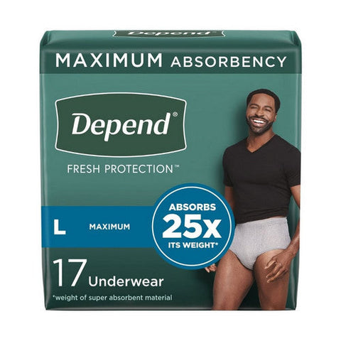 Kimberly Clark, Male Adult Absorbent Underwear Depend  FIT-FLEX  Pull On with Tear Away Seams Large Disposable Heavy, Case Of 2 Kimberly Clark
