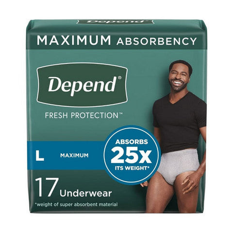 Kimberly Clark, Male Adult Absorbent Underwear Depend  FIT-FLEX  Pull On with Tear Away Seams Large Disposable Heavy, Pack Of 17 Kimberly Clark