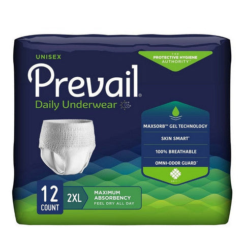 First Quality, Female Adult Absorbent Underwear Prevail  Daily Underwear Pull On with Tear Away Seams 2X-Large Disp, Case Of 4 First Quality