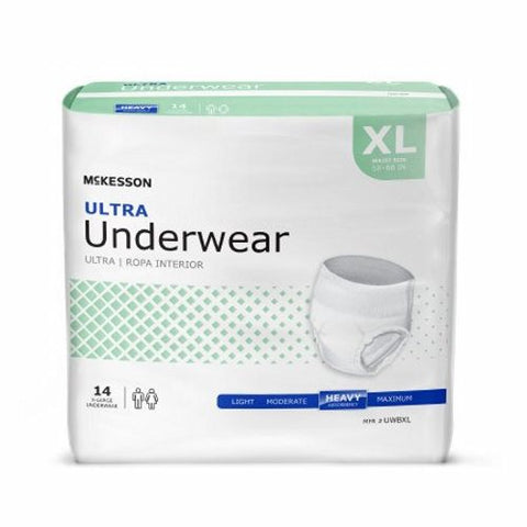 McKesson, Unisex Adult Absorbent Underwear Ultra Pull On with Tear Away Seams X-Large Disposable Heavy Absorbency, Count of 4 McKesson