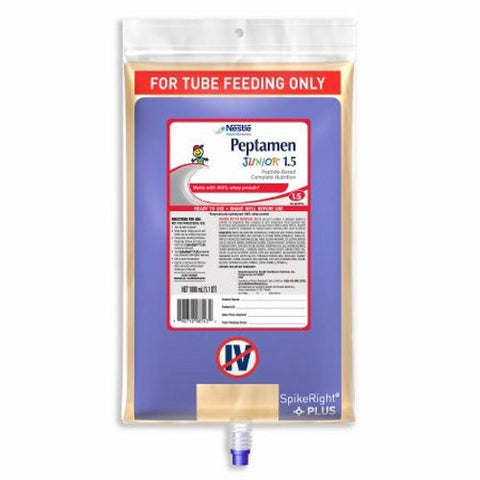 Nestle Healthcare Nutrition, Pediatric Tube Feeding Formula Peptamen Junior  1.5 1000 mL Bag Ready to Hang Unflavored Ages 1-13 Y, 1000 Ml Nestle Healthcare Nutrition