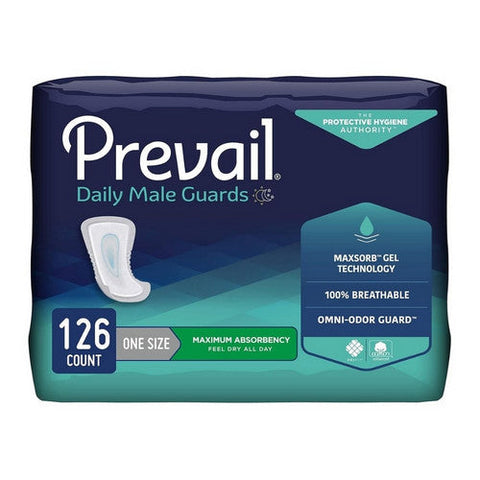 First Quality, Bladder Control Pad Prevail  Daily Male Guards 12-1/2 Inch Length Heavy Absorbency Polymer Core One, Case Of 9 First Quality