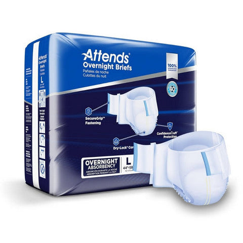 Attends, Attends Overnight Brief Unisex Adult Incontinence Large Disposable Heavy Absorbency, Count of 14 Attends