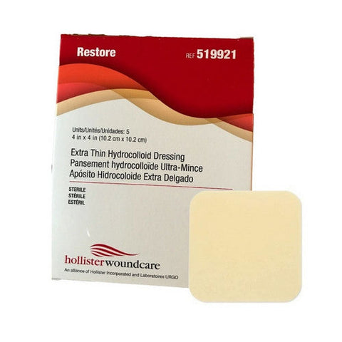 Hollister, Hydrocolloid Dressing Restore Extra Thin 4 X 4 Inch Square Sterile, Box Of 5 Hollister