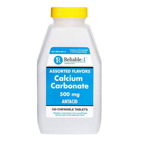 Reliable1, Calcium Carbonate Antacid, 500 mg, 150 Chewable Tabs Reliable1