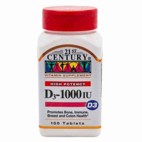 21st Century, Vitamin D3, 1000IU, 100 Tabs 21st Century