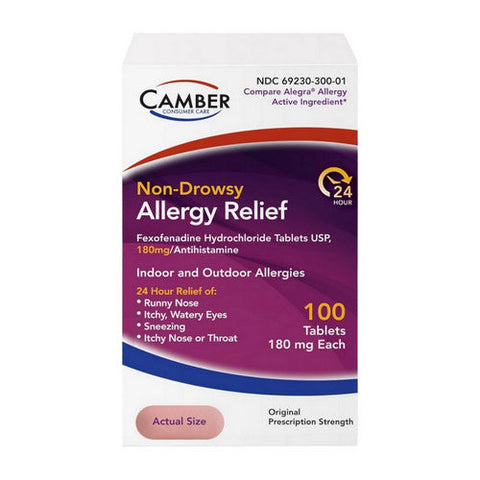 Camber, Fexofenadine HCL, 180mg, 100 Count Camber