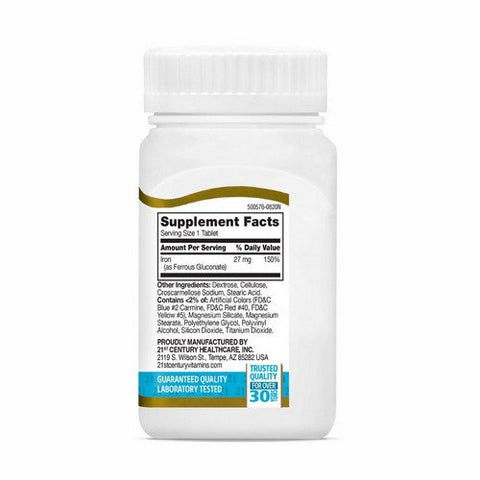 21st Century, High-Potency Iron, 27 Mg, 110 Tabs 21st Century