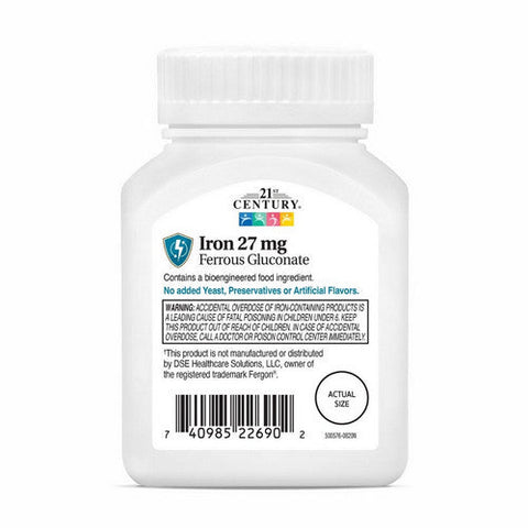 21st Century, High-Potency Iron, 27 Mg, 110 Tabs 21st Century