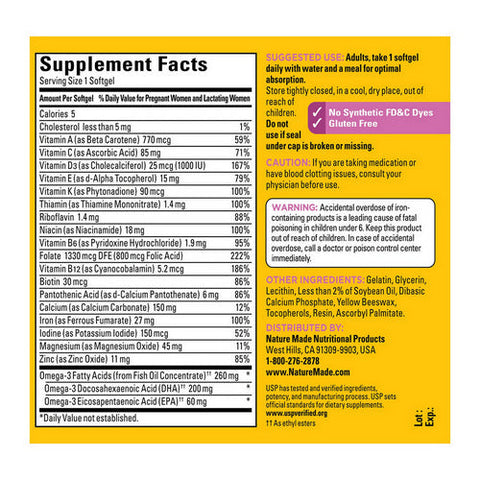 Nature Made, Prenatal Folic Acid + Dha, 90 Softgels