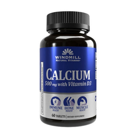 Windmill Health, Oyster Shell Calcium with Vitamin D, 500mg, 60 Tabs