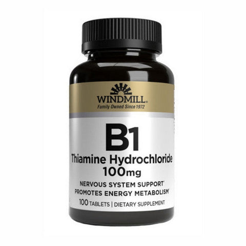 Windmill Health, Vitamin B1 Thiamine Hydrochloride, 100 Mg, 100 Tabs