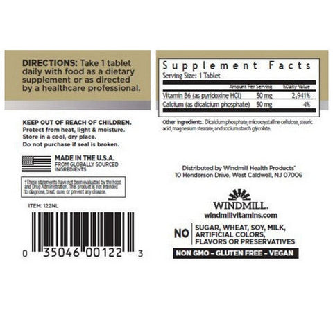 Windmill Health, Vitamin B-6, 50 Mg, 100 Tabs