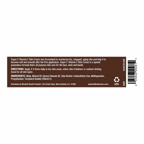 Windmill Health, Super Vitamin E Skin Moisturizing Cream, 4 Oz Windmill Health