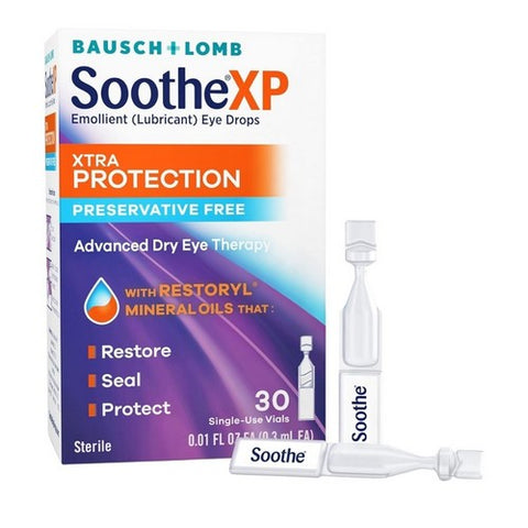 Bausch + Lomb, Soothe Xp Xtra Protection Emollient Eye Drops Single-Use Vials, 30 Each