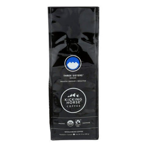 Kicking Horse, Coffee  Organic  Whole Bean  Three Sisters  Medium Roast, 10 Oz(Case Of 6) Kicking Horse