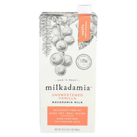 Milkadamia, Macadamia Milk With Unsweetened Vanilla, 32 Oz(Case Of 6) Milkadamia