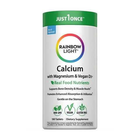 Rainbow Light, Calcium With Magnesium And Vegan D3 Plus, 500 mg, 180 Tabs Rainbow Light