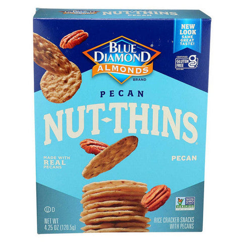Blue Diamond, Pecan Nut-Thins Rice Cracker Snacks with Pecans, 4.25 Oz(Case Of 12) Blue Diamond