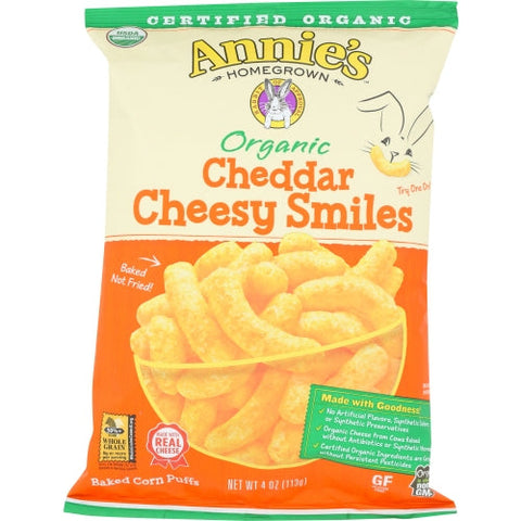 Annie's Homegrown, Organic Cheddar Cheesy Smiles, 4 Oz(Case Of 12) Annie's Homegrown