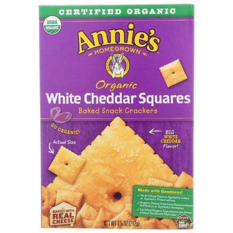 Annie's Homegrown, Organic White Cheddar Squares Cracker, 7.5 Oz(Case Of 12) Annie's Homegrown